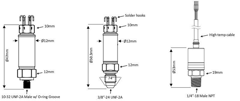 CS-HTP - Capteur de pression miniature - cryogénie - haute température | 0-0.1 Bar à 0-2000 Bar